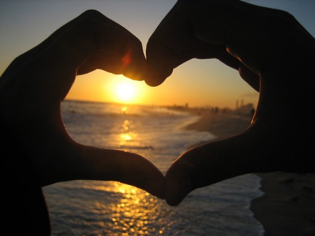 Heart Hands Sunset